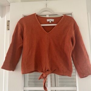 Madewell Textured Orange Quarter Length Sleeve Shirt
